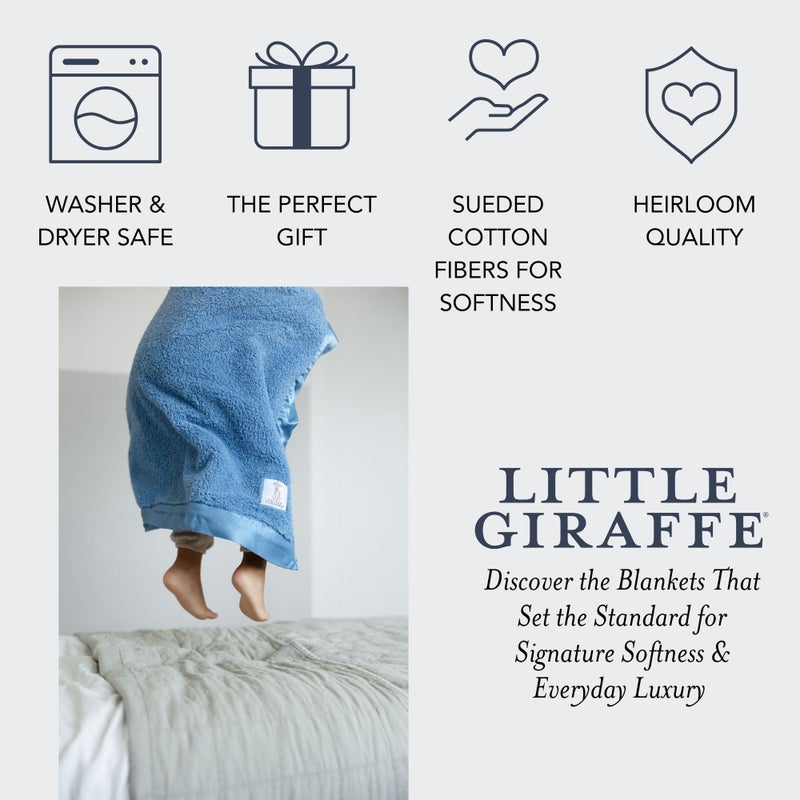 Little Giraffe Chenille Baby Blanket â€“ 29x35â€ Soft Chenille with Satin Trim, Cornflower | Ultra-Soft, Gentle & Safe, Lightweight & Breathable for Newborns & Toddlers - Image 5
